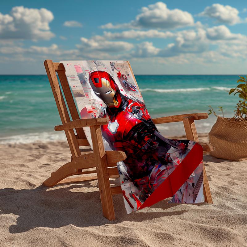 Ultra-Soft Beach Towel with Iron-Man Theme,Ideal for Pool - Camping, Diving - Perfect Travel Essential, Vibrant Beach Towel.