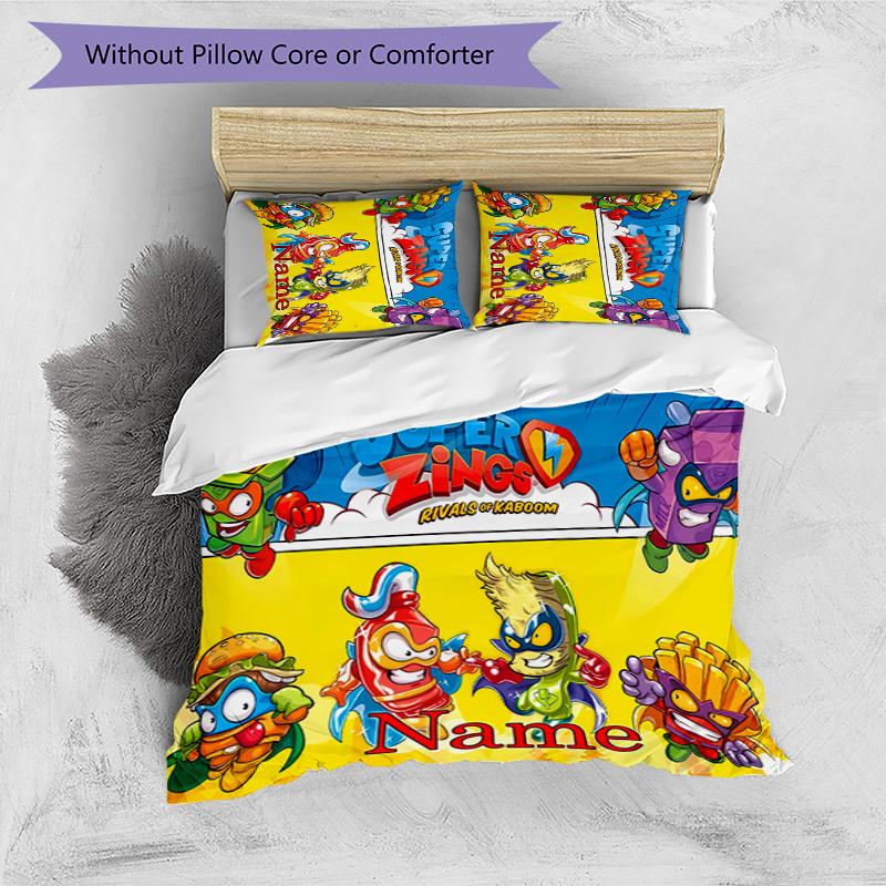 3pcs Custom Name SuperZings Bedding Set Duvet Cover Closure Includes 1 Duvet Cover & 2 Pillowcases for All Seasons Bedroom Decor