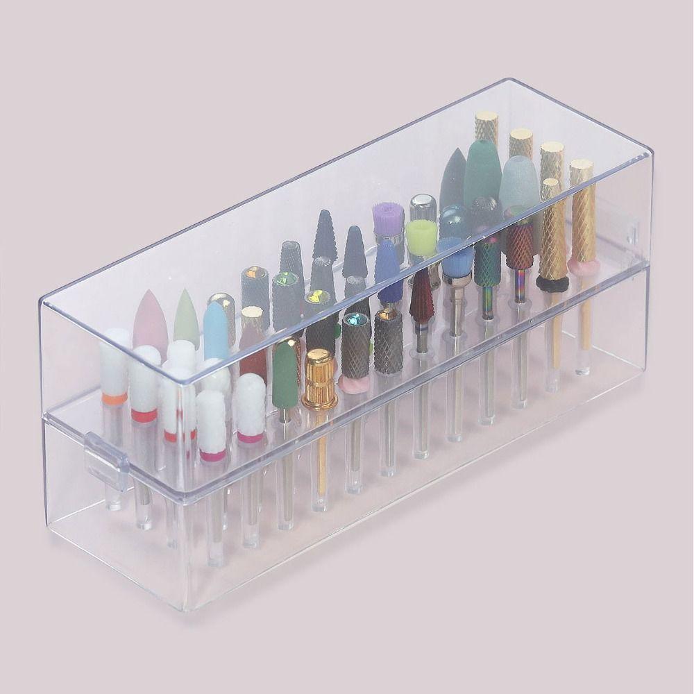 Transparent Nail Drill Bits Storage Box Professional Nail Drill Bits Holder Stand