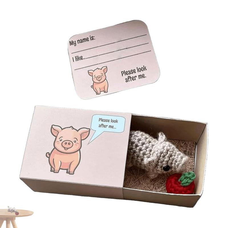 

Emotional Support Crochet Swine Small Figurine Knitting Emotional Support Swine Blank Card And Box Included Holiday Collectible france