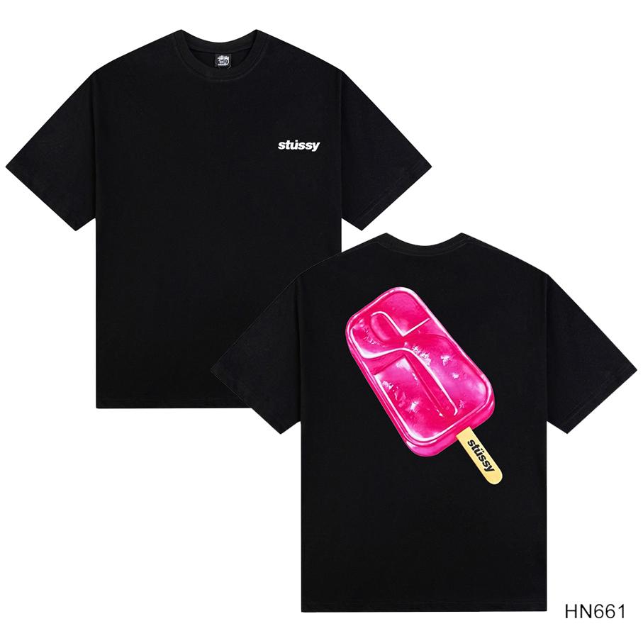 Stussy 2025 Sommer Neues Hochwertiges Rundhals-T-Shirt aus Baumwolle für Männer und Frauen Klassisches Logo mit neuem Musterdruck Paar-T-Shirt