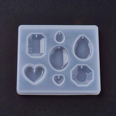 1pcs DIY Pendant Silicone Mold, Resin Casting Mold for UV Resin, Epoxy Resin Jewelry Making, Heart & Oval & Teardrop & Octagon,