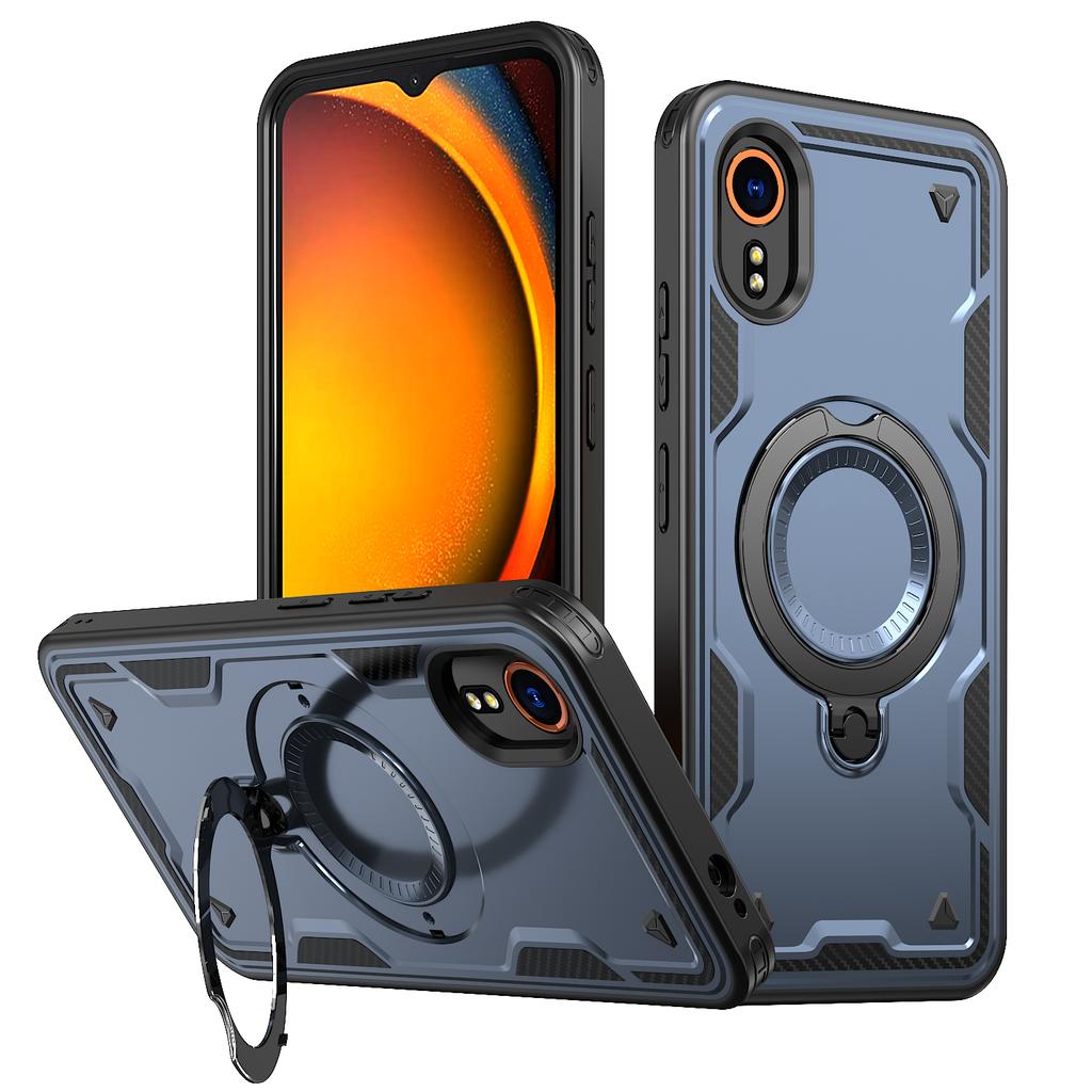 Case For Samsung Galaxy Xcover 7 Armor Shockproof 360° Rotating Magnetic Metal Stand Holder TPU Frame Hard Plastic Phone Cover