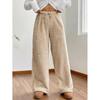 Women's Autumn & Winter Plush Sweatshirt and Loose Casual Pants Set - Solid Color, Warm, and Comfortable Fashion.