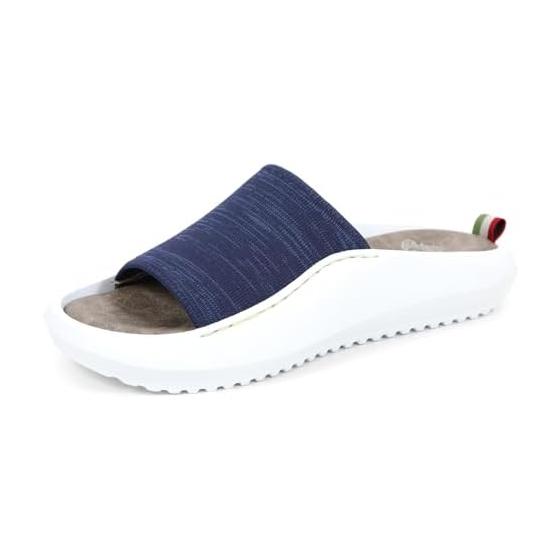 [Orobianco] Slide Sandals Men s Molded Sole Lightweight Cushioning EVA Knit/Leather Men s Sizes M to LL Compatible
