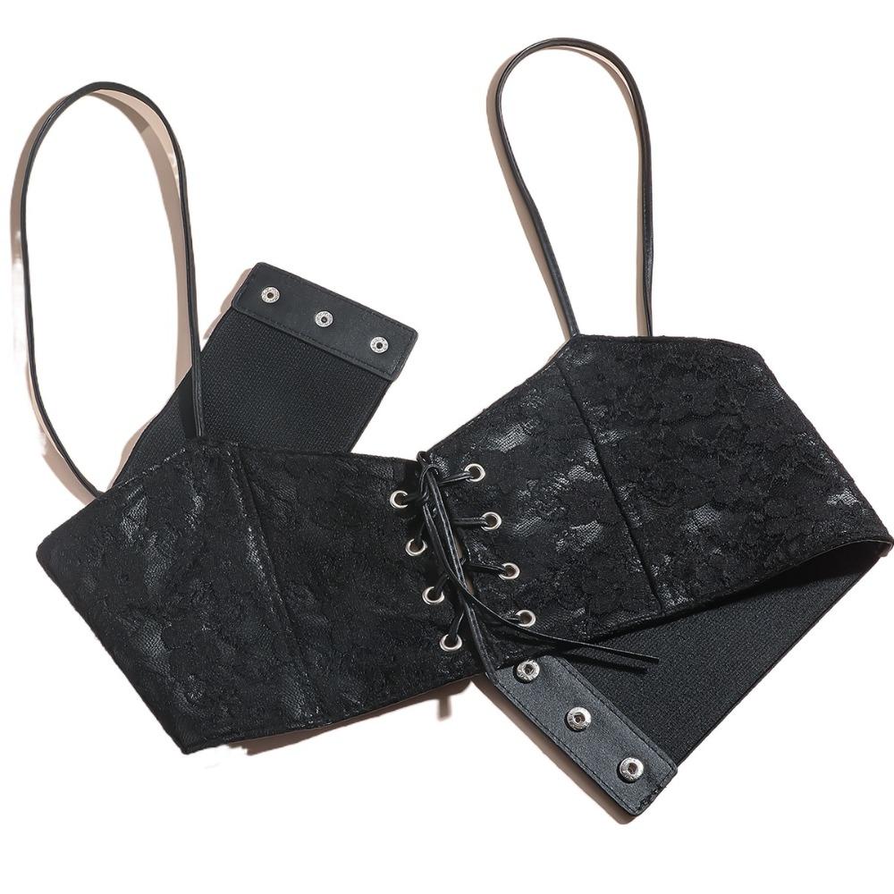 Black Women Waistband PU Leather Waist Belt Luxury Lace Cummerbunds  Daily