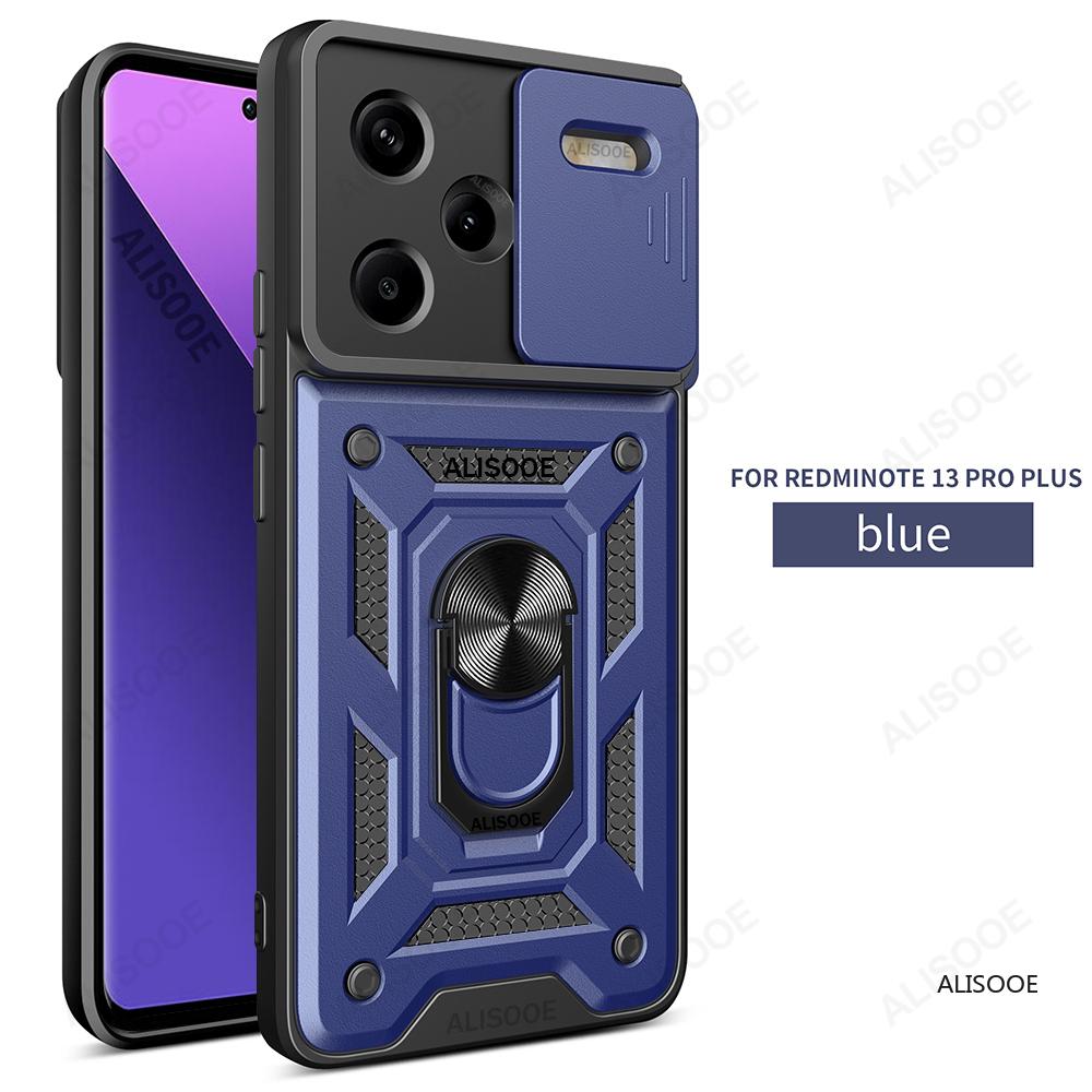 Slide Camera Funda for Redmi Note 13 Pro Plus Case for Xiaomi Redmi Note 13 Pro Capa Rotatable Ring Stand Shockproof Cover
