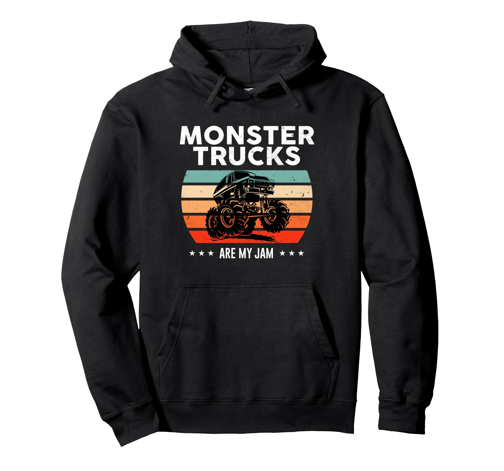 

Vintage Monster Truck Are My Jam Retro Sunset Cool Engine Hoodie