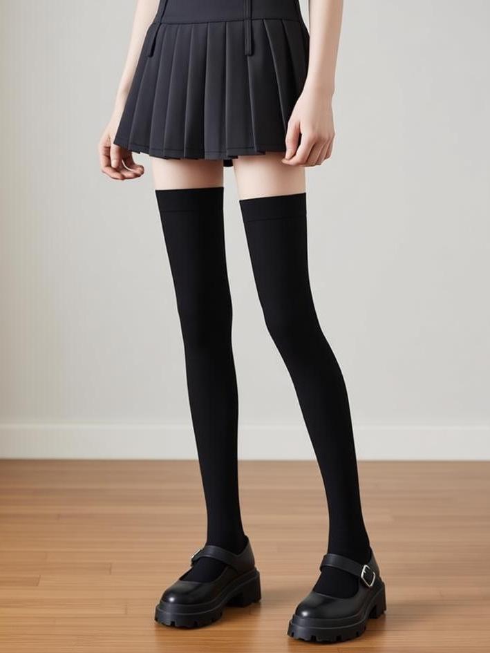 Velvet Thigh-High Socks with Red Bow for Halloween and Christmas