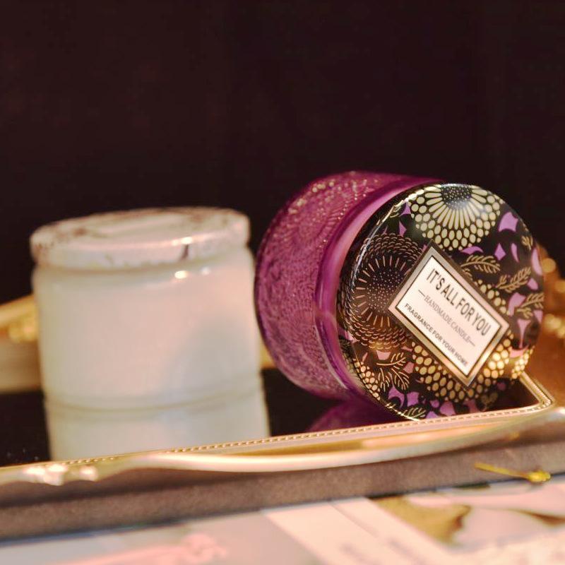 DIY Embossed Glass Handmade Plant Wax Scented Candle Creative Bedroom Scented Candle