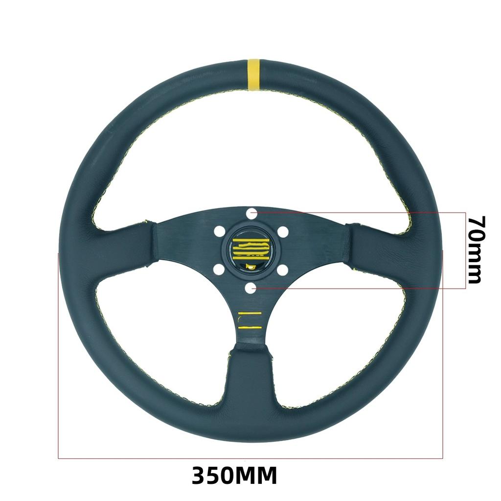 Car Modification Racing Leather/frosted Steering Wheel, Competitive Sports 14 Inch Flat Universal Steering Wheel