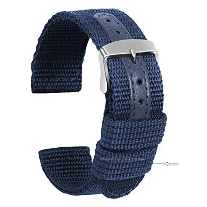 

Nylon Canvas Watch Band Woven Soft Belt Leather Universal Bracelet for Men Women Sport Watch Strap 18mm 20mm 22mm 24mm Wristband 24mm синій