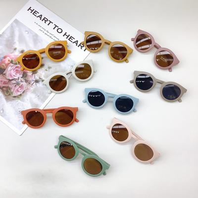 Travel Sunscreen Uv Protection Children'S Sunglasses Retro Boys Oval Frame Baby Sunglasses Glasses