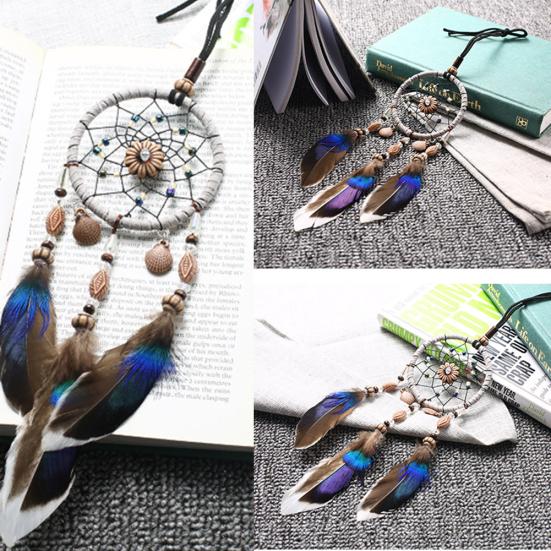 Ręcznie robione koraliki z piór ganek samochodowy łapacz snów ozdoba wiszący wystrój okna