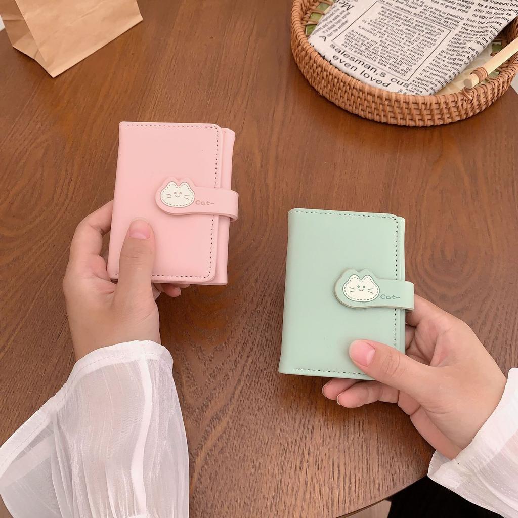 Multi-card student cute cat buckle short wallet, simple 30% off women's wallet wallet