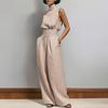2026 Cross-border Foreign Trade European and American Women's Wear: Spring/Summer New Fashionable Cotton-Linen Sleeveless Long Pants Casual Set for Wo
