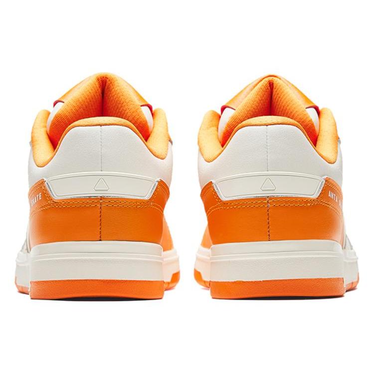 Anta Comfortable Cushioning, Wear Resistant Low top Skateboard Shoes Men's White Orange 912348026-3