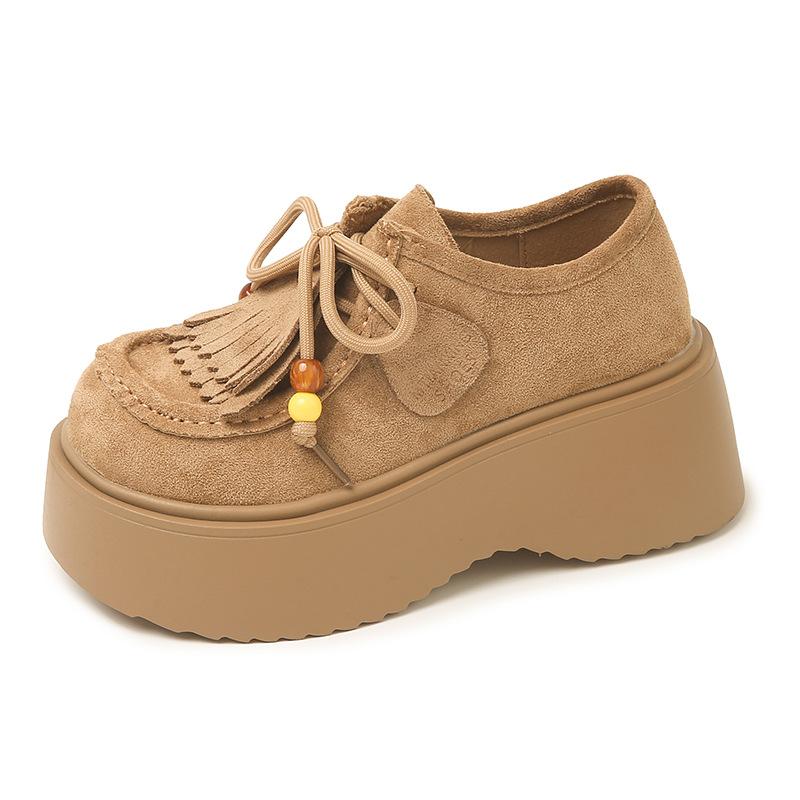 Retro loafers women's 2025 new autumn explosion Internet celebrity versatile platform muffin single shoes British style small leather shoes