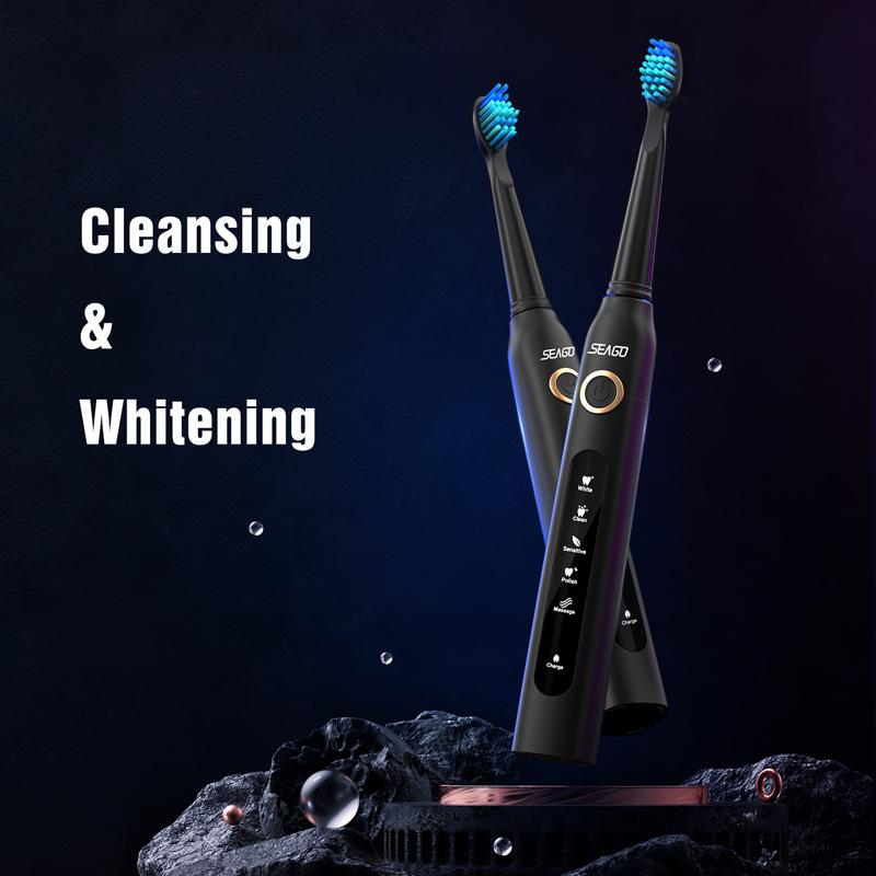 Sonic Electric Toothbrush 8 brush heads for Adult 5 Cleaning Modes USB Charging Power Tooth Brush