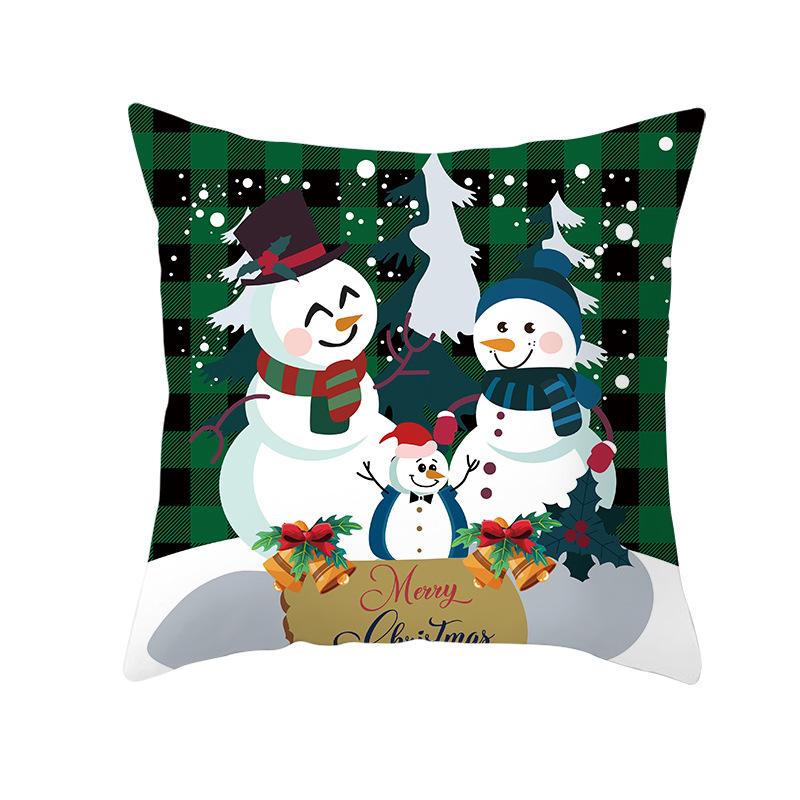 

Красная и зеленая клетчатая рождественская наволочка Рождественский снеговик рога чехол для подушки 45 * 45CM (without pillow core)