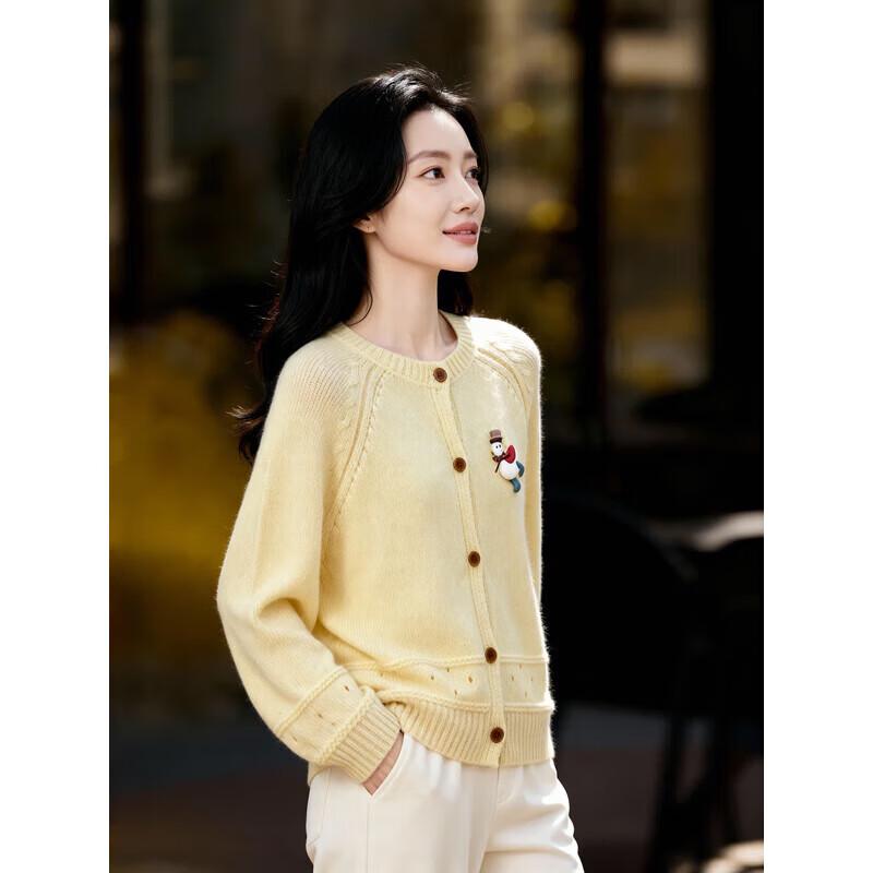Basic House Women's Hollow-Knit Button-Down Cardigan