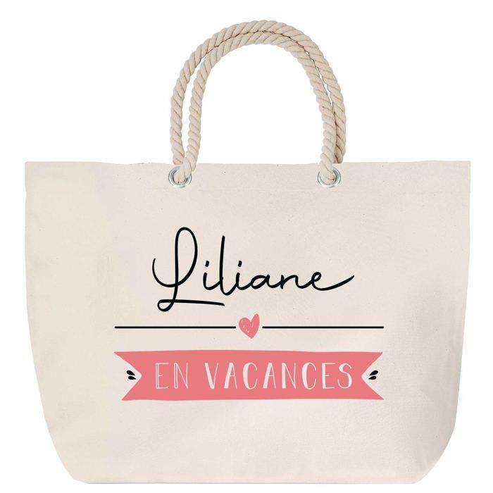 Sac de plage - PLANETEE - Liliane - Anse corde - Grand format - Coton personnalisé