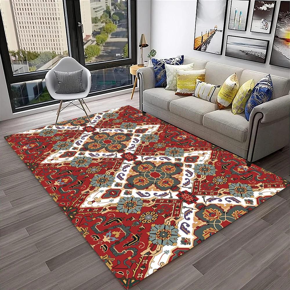 Persian Turkey Bohemian Flower Carpet Rug for Home Living Room Bedroom Sofa Doormat Kitchen Decor,Area Rug Non-slip Floor Mat