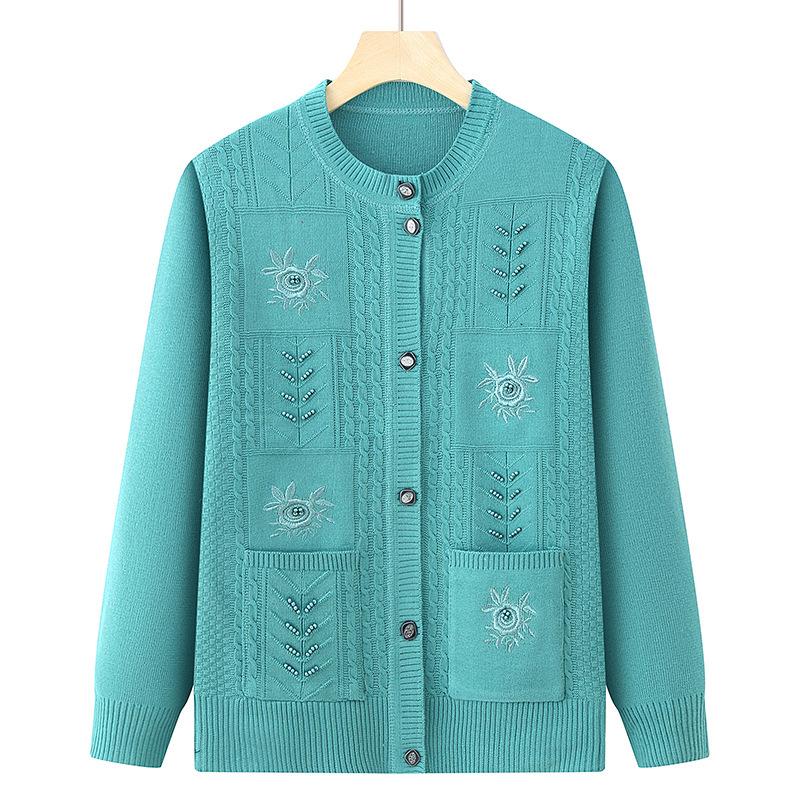 Savings Spot Grootmoeder Gebreide Vest voor Lente en Herfst - Mode voor Vrouwen van Middelbare Leeftijd en Ouderen One Size (90-140 jin) lichtblauwe kleur