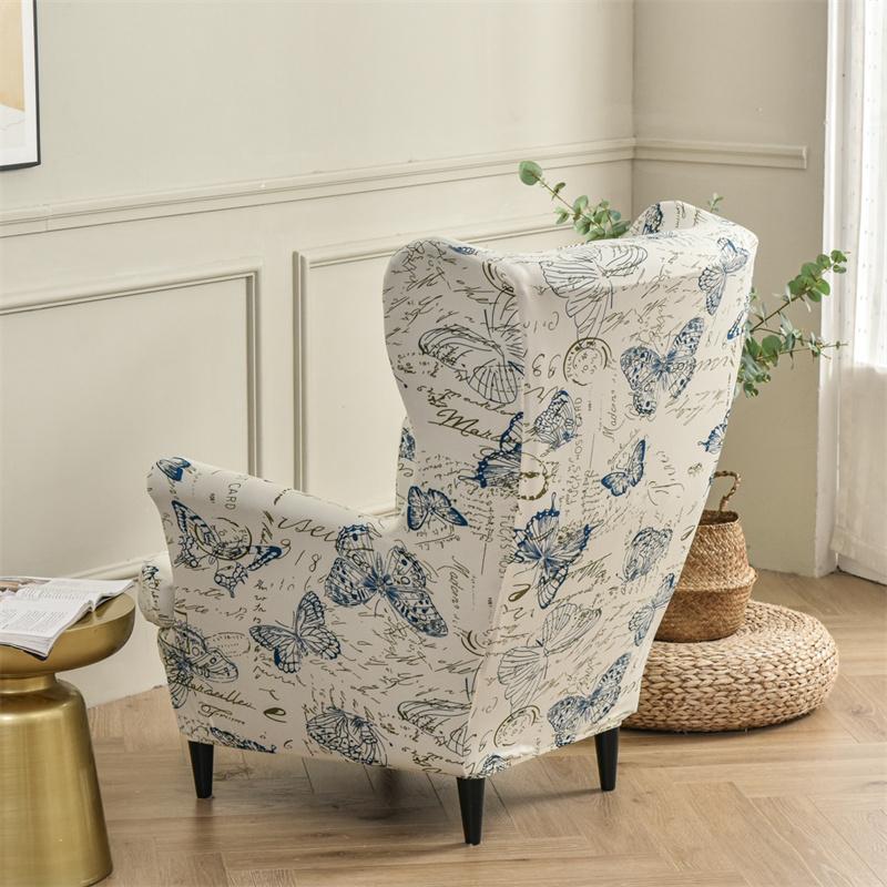 Stretch Wing Chair Cover Butterfly Pattern Spandex Armchair Covers Nordic Removable Relax Sofa Slipcover With Seat Cushion Cover