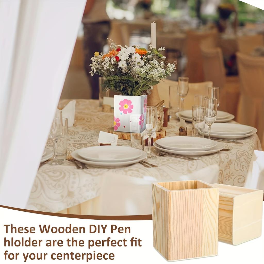 20pcs Small Wooden Crates - Wood Pen & Pencil Holder for DIY Crafts, Wooden Pencil Box for Crafts Projects