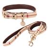 Vintage Floral Leather Pet Collar & Leash Set for Dogs and Cats
