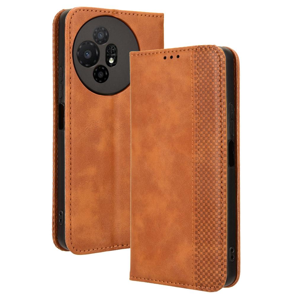 

Чехол для TCL 50 XL 5G Ретро PU кожаный кошелек Чехол для телефона с подставкой для просмотра Brown