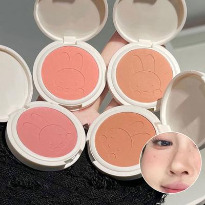 Little Rabbit Monochromatic Blush, Pseudo-plain Makeup, Low Saturation Ash Powder, Makeup, Makeup and Tender Rouge