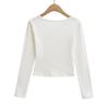 Spicy Girl Lace Patchwork Deep V-Neck Long Sleeve T-Shirt for Women - Slim Fit Brushed Base Layer for Autumn/Winter