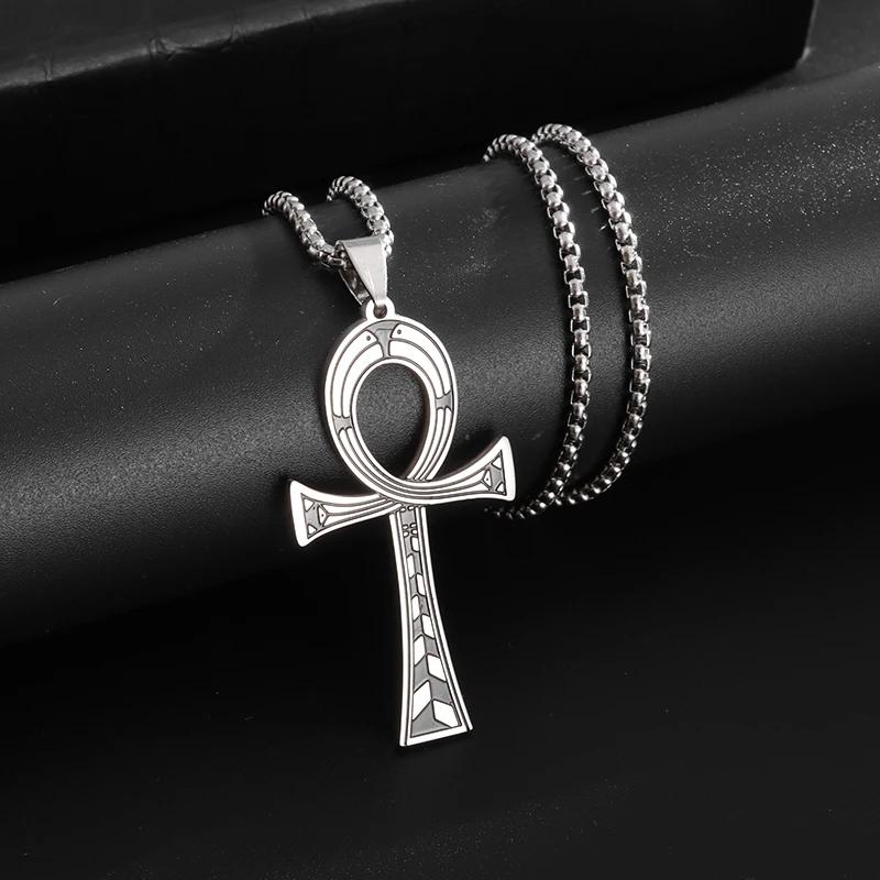 Amulet Talisman Ankh Cross Retro Vintage Necklace Pendant Men Women Egypt Egyptian Key Life Religious Jewelry Gift Hip Hop Rock Goth Gothic