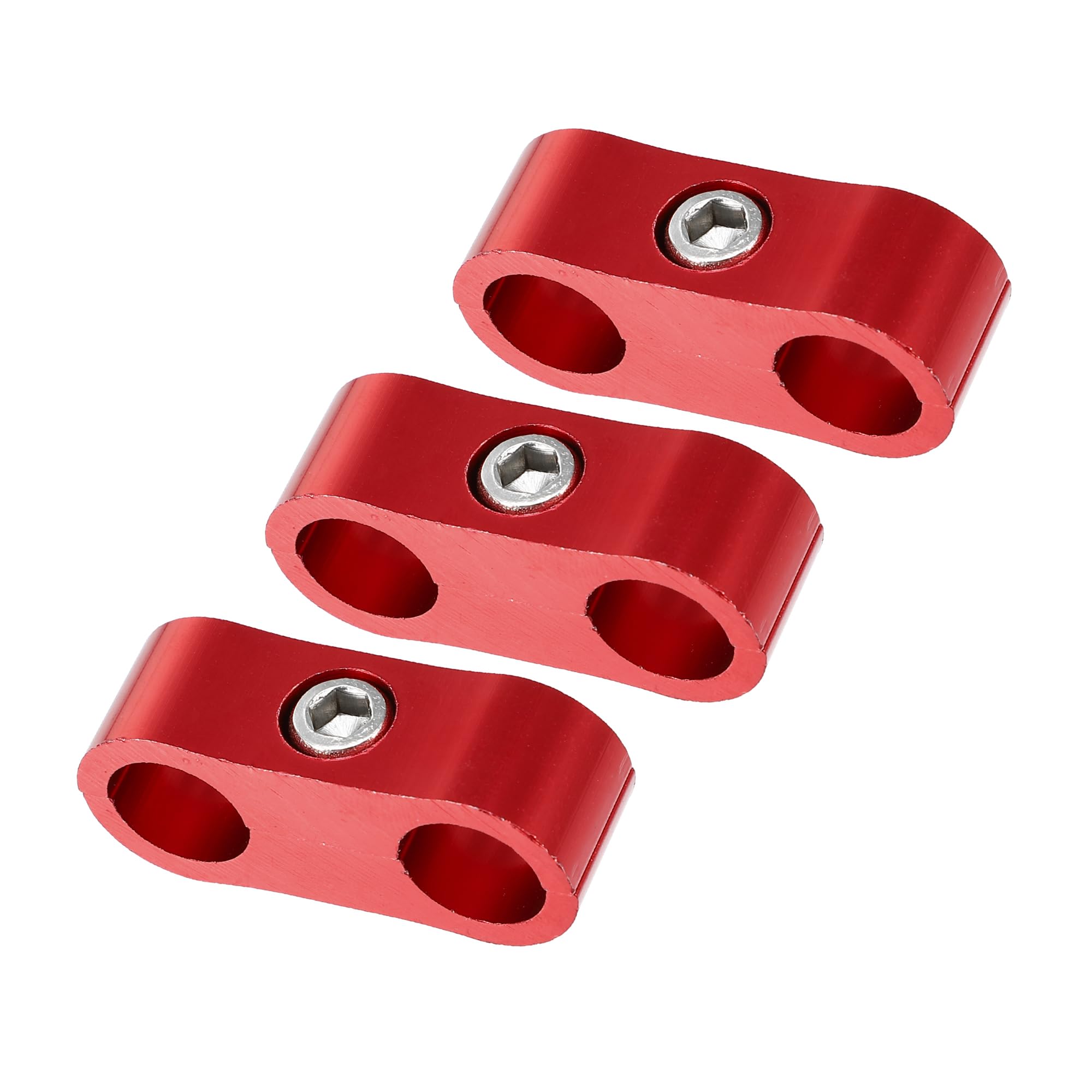 A ABSOPRO Car Hose Separator Clamp AN4 Fuel Line Connector for Fuel Hose Aluminum Alloy Red (Pack of 3)