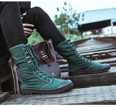 Men Boots Outdoor Fashion Canvas High Top Shoes Men's Casual Shoes Ankle Boot Black High Top Boots Zapatos De Hombre Loafers Men