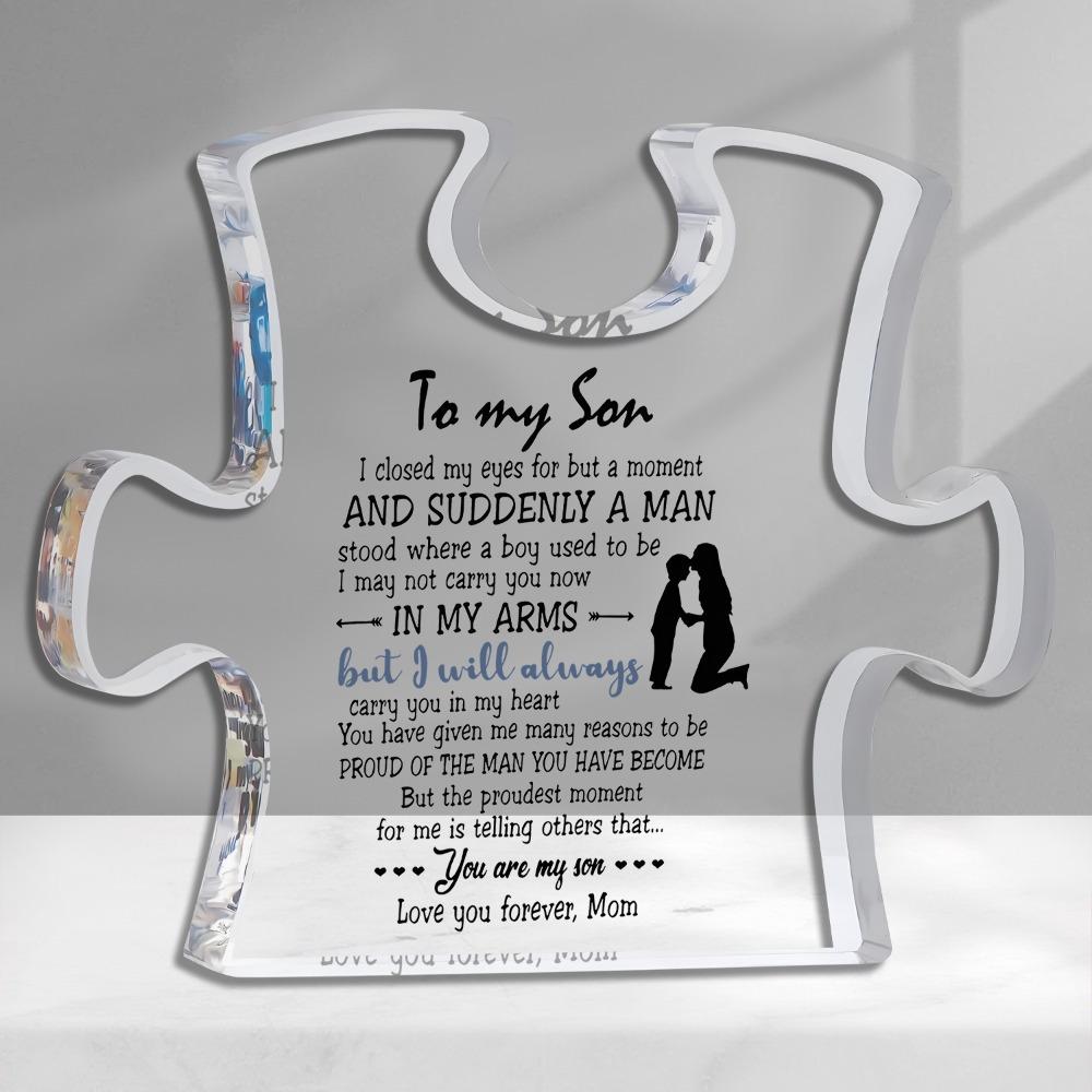 "To My Son" Carved Acrylic Puzzle - Ideal Birthday, Christmas & Graduation Gift
