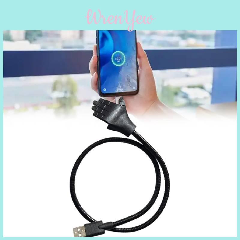 Handheld Smartphone Holder Data Cable With Bending Metal For Usb Typec Micro Usb And Lightning