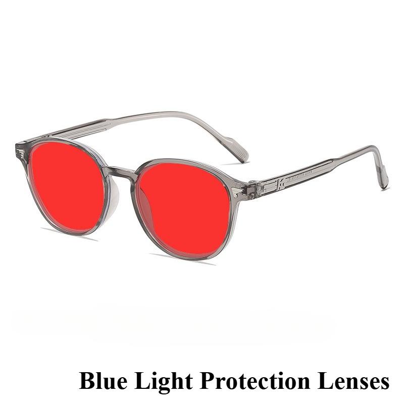 Driving Anti-Glare Night Vision Glasses Retro Studded Round Frame Anti-blue Light Glasses Orange & Red Lenses Protective Eyewear