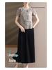 Mom's Summer Short Sleeve Chinese-Style Set: Blouse + Wide-Leg Pants for Middle-Aged and Elderly Women