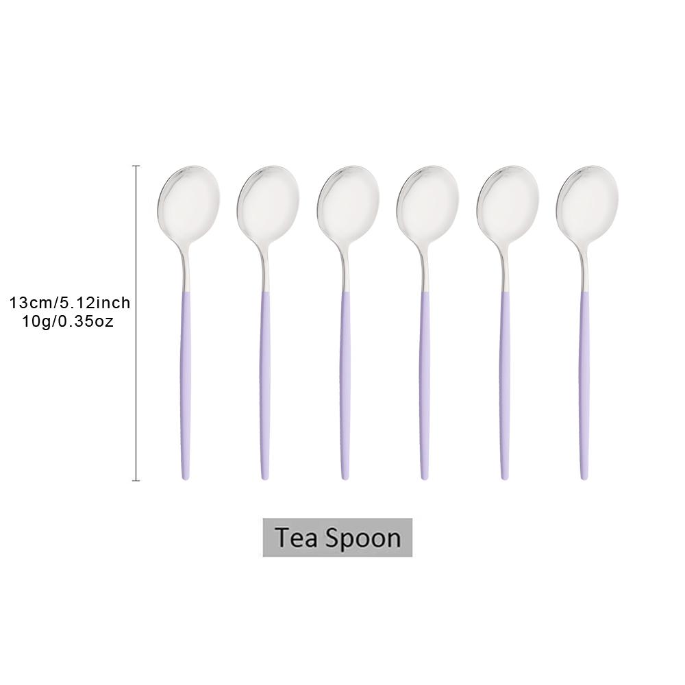 6Pcs Tea Coffee Stir Mini Spoons Small Mirror Stainless Steel Spoon Kitchen Accessories Colorful Silver Teaspoon Set Wholesale