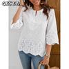 Women's Fashion Casual Solid Color Print Long Sleeve V Neck Blouses & Shirts