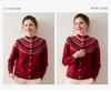 Women's Fair Isle Cashmere Button-Up Cardigan - Round Neck, Loose Fit, Thick, Autumn/Winter Style.