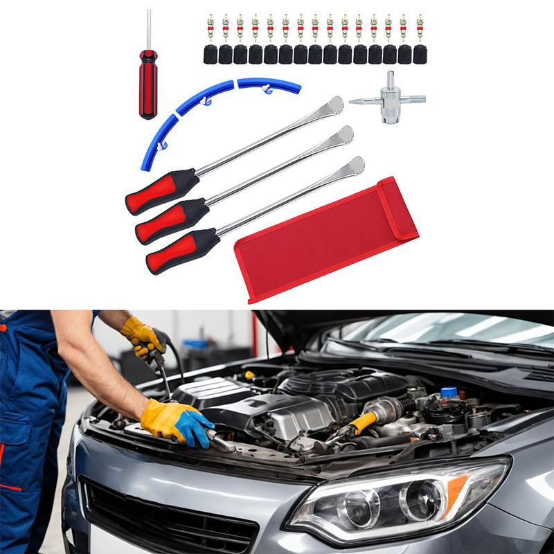 39Pcs Tire Pry Tool Kit For Repairing And Replacing Tires On Motorcycles Cars Tire Changing Lever Tools Auto Spoon Tire Kit