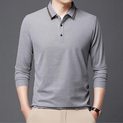 Poloshirt Herren Langarm Lässig Neu Herbst Locker Gestreift Revers T-Shirt Oberteile für Junge und Mittelalte