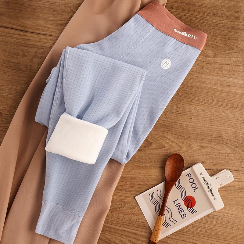 Herren Mid-Rise Warme Baumwollhose mit geripptem Schriftzug - Elastisch, strapazierfähig, kältefestes Baselayer für Herbst/Winter.