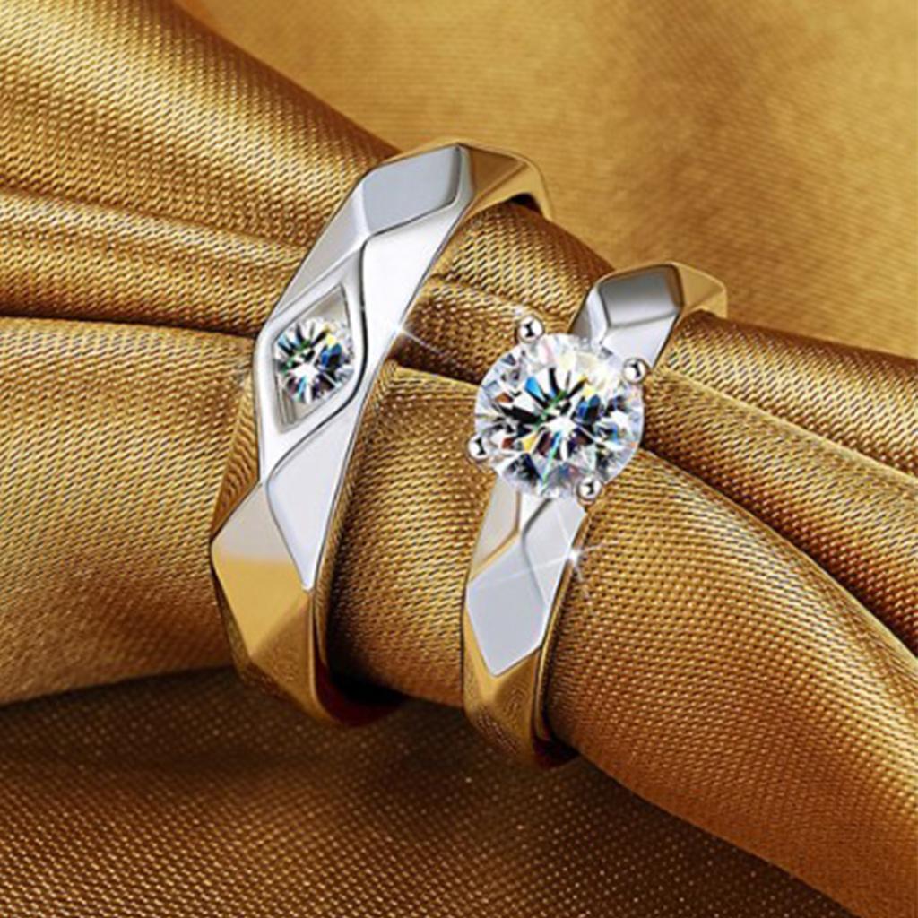 2 Stück Partnerring Herren Damen Kupfer Verstellbar Exquisiter Strassring Schmuck für Dating Party