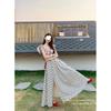 Super Fairy French High-end Polka Dot Dress for Women's Summer New Pleated Waist and Thin Temperament Flying Sleeve Long Dress