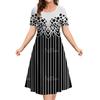 Damen Sommerkleider Vintage Bedruckt Mode Kurzarm Rundhals Kleider